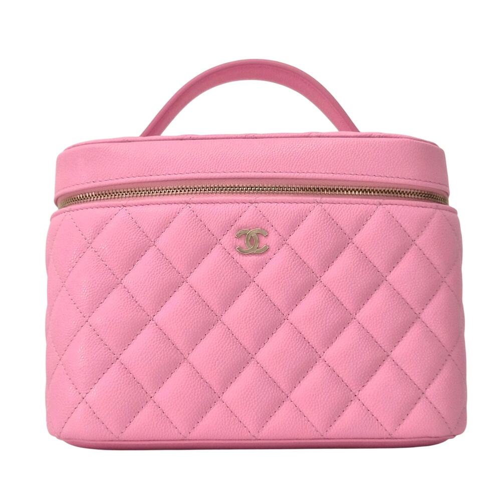 Chanel Caviar Quilted Large Vanity Bag with Mirror Pink NWT